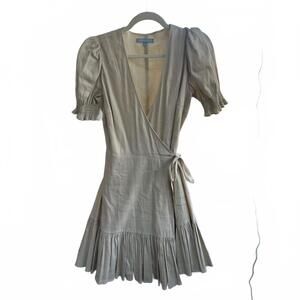 Antonio Melani Designer Tan Khaki Ruffle Hem Wrap Dress Size 6 NWOT